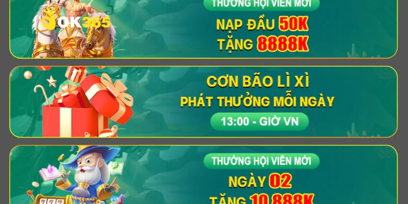 Khuyến mãi Ok365 hấp dẫn cho người chơi tại nền tảng game 2 Danh sách khuyến mãi game nổi bật nhất năm 2025